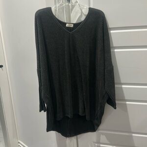 Oversized grey 1x quarter sleeve tunic sweater, new without tags